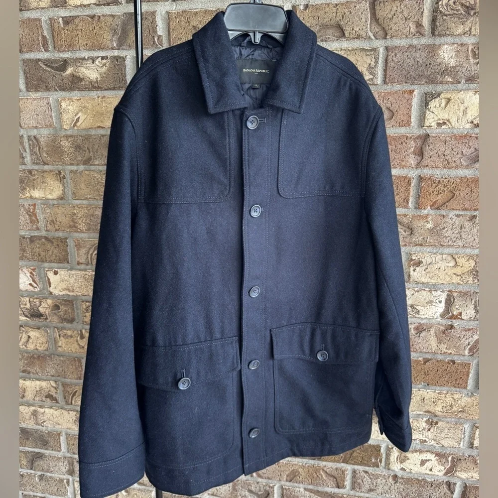 Banana Republic Wool Blend Coat Jacket Men's - DARK NAVY Size L